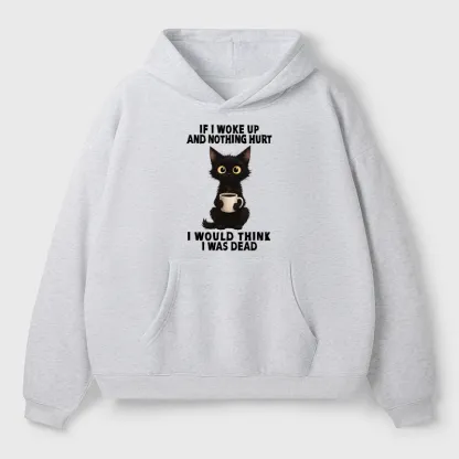 Tokyo-Tiger Funny Cute Black Cat And Coffee Meme Adult Fleece Hoodie