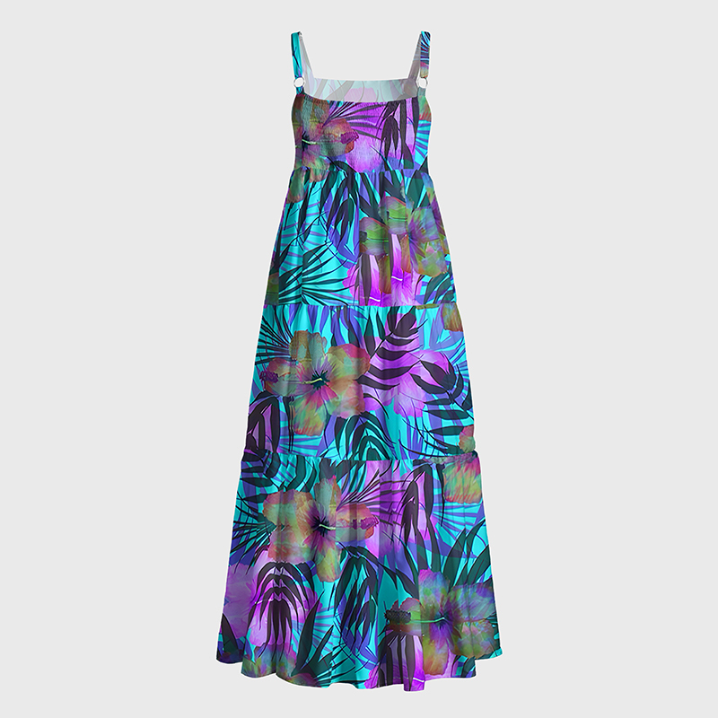 Tokyo-Tiger Hawaiian Floral Maxi Dress