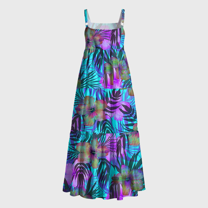 Tokyo-Tiger Hawaiian Floral Maxi Dress