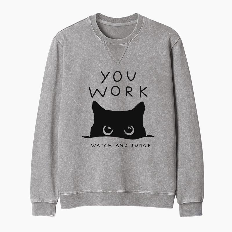 Tokyo-Tiger A Cat That Spies Washed Terry Sweatshirt