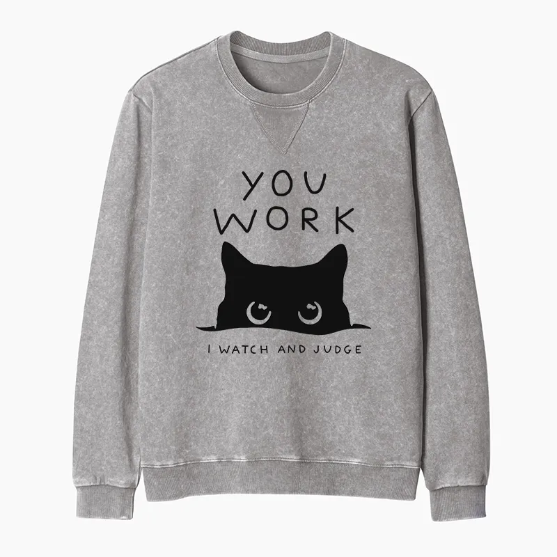 Tokyo-Tiger A Cat That Spies Washed Terry Sweatshirt