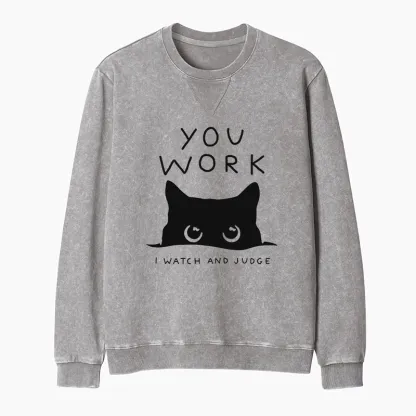 Tokyo-Tiger A Cat That Spies Washed Terry Sweatshirt