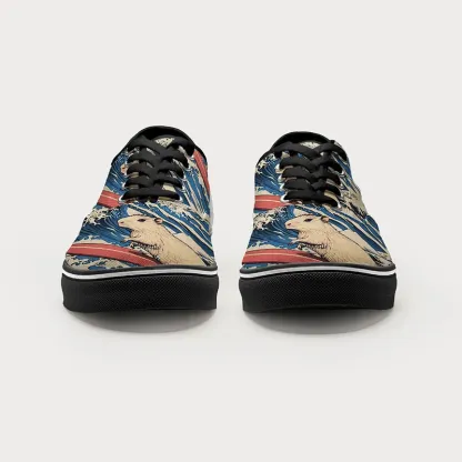 Tokyo-Tiger Funny Capybara Surfing Canvas Shoes
