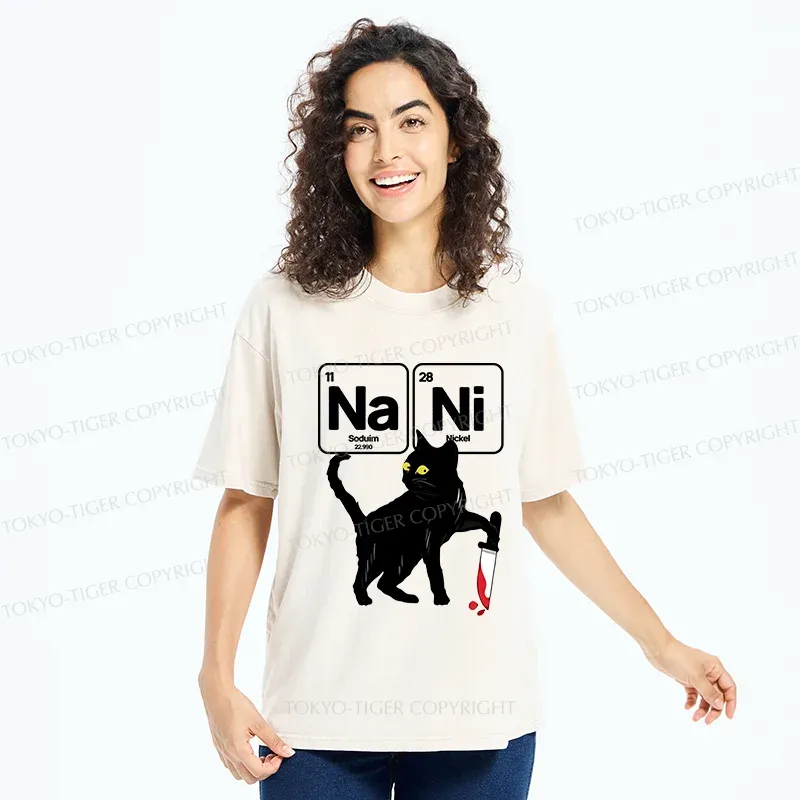 Tokyo-Tiger Cat With Question Washed T-Shirt