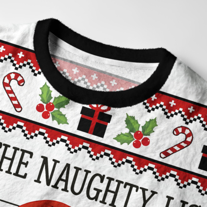 Tokyo-Tiger Christmas Naughty Cat Fuzzy Christmas Ugly Sweatshirt