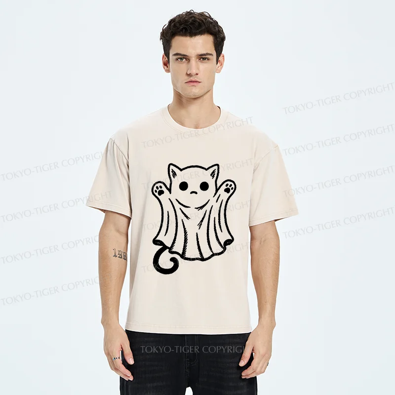 Tokyo-Tiger Cat Ghost Washed T-Shirt