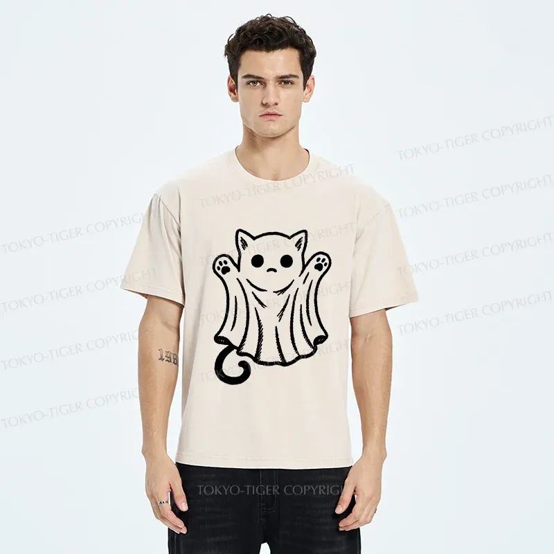 Tokyo-Tiger Cat Ghost Washed T-Shirt