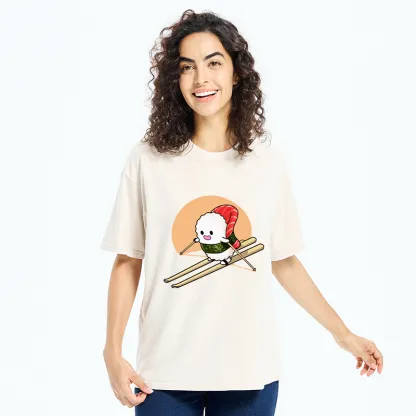 Tokyo-Tiger Sushi Goes Skiing Washed T-Shirt
