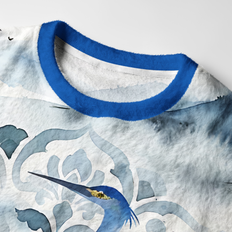 Tokyo-Tiger Four Blue Herons in the Mist Fuzzy Christmas Ugly Sweatshirt