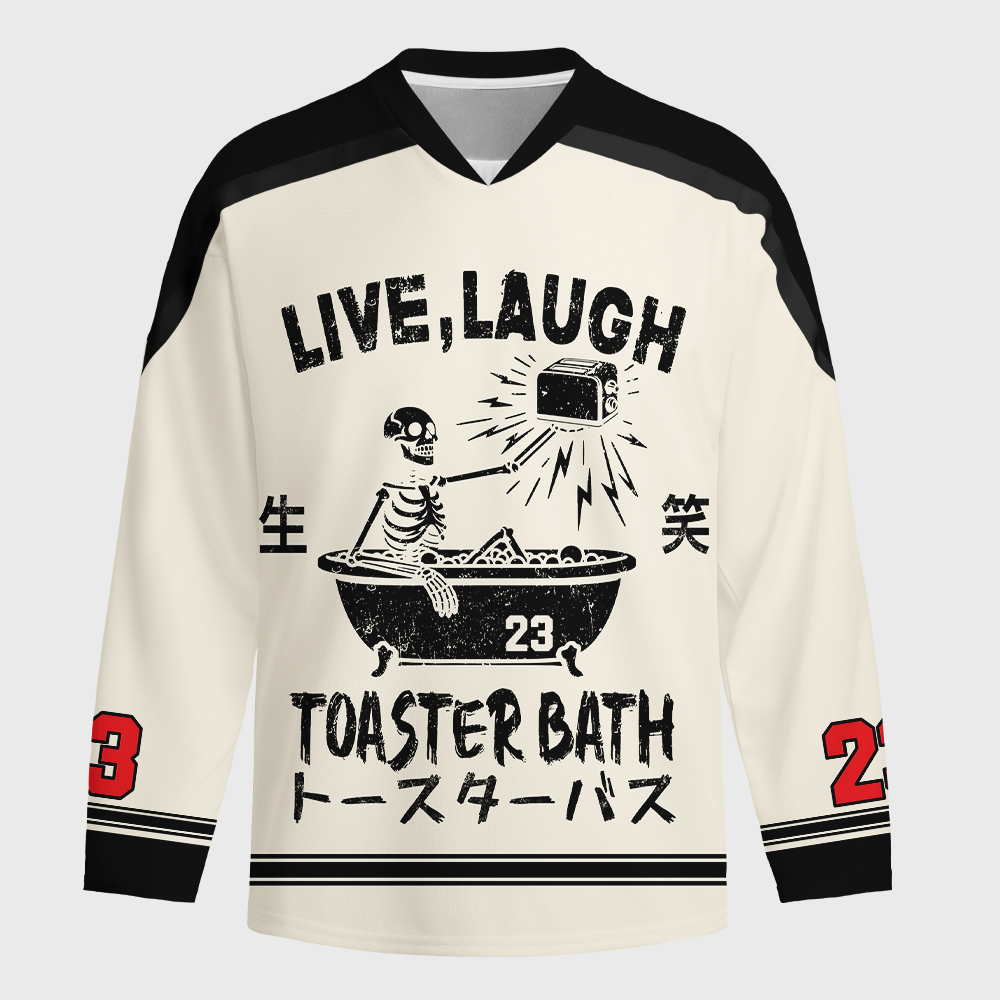 Tokyo-Tiger Funny Electric Shock Skeleton Long-Sleeve Hockey Jersey