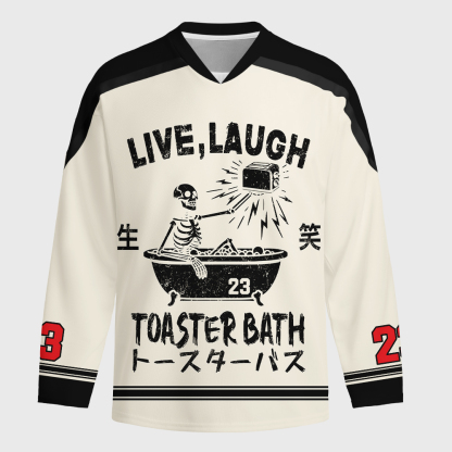 Tokyo-Tiger Funny Electric Shock Skeleton Long-Sleeve Hockey Jersey