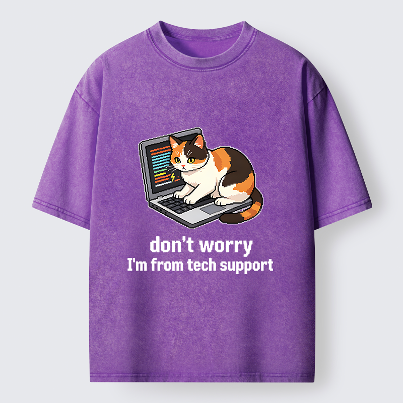 Tokyo‑Tiger Funny Tech Cat Meme Washed T‑Shirt