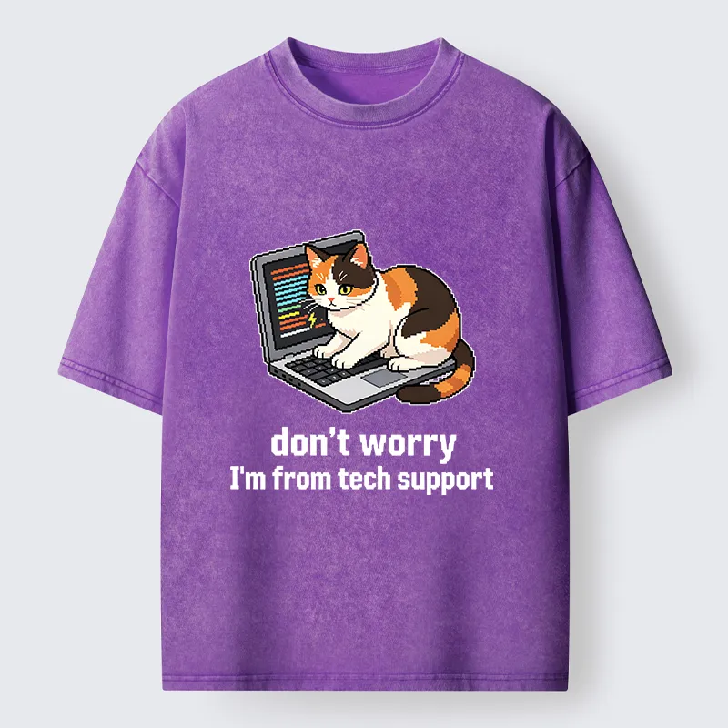 Tokyo‑Tiger Funny Tech Cat Meme Washed T‑Shirt