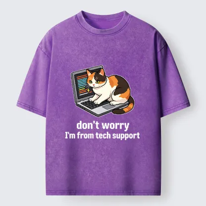 Tokyo‑Tiger Funny Tech Cat Meme Washed T‑Shirt
