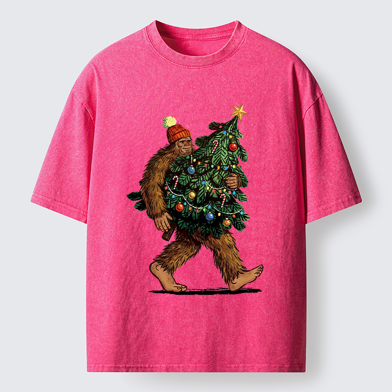Tokyo-Tiger Monster Carrying Christmas Tree Washed T-Shirt