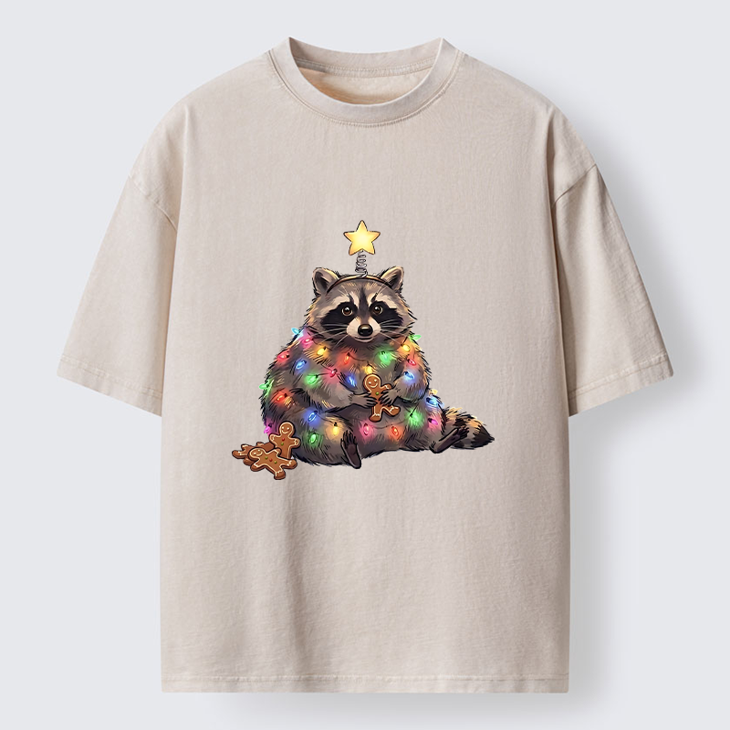 Tokyo‑Tiger Christmas Raccoon Funny Meme Washed T‑Shirt Sale