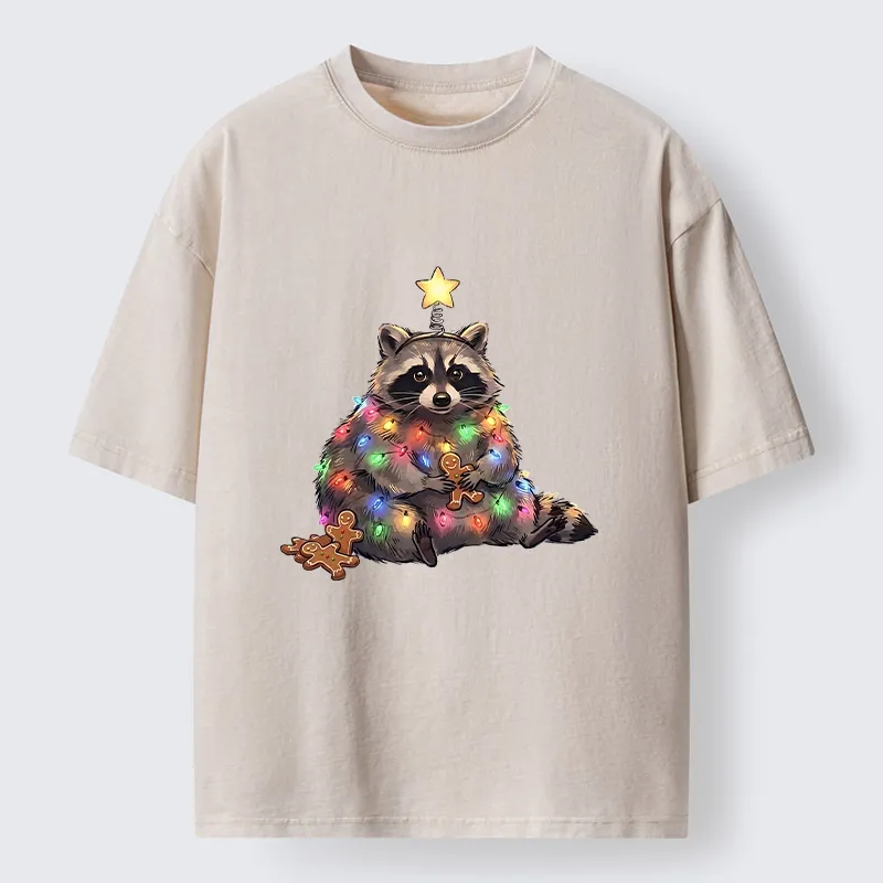 Tokyo-Tiger Christmas Raccoon Funny Meme Washed T-Shirt
