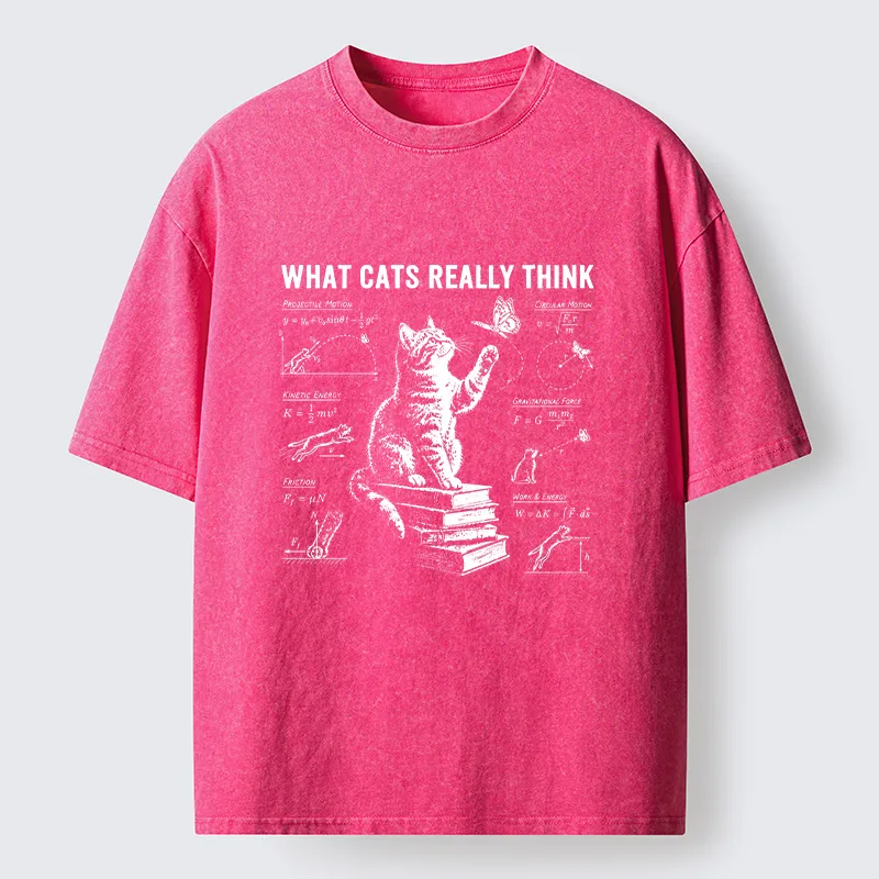 Tokyo-Tiger True Thoughts Of A Cat While Chasing Butterfly Washed T-Shirt