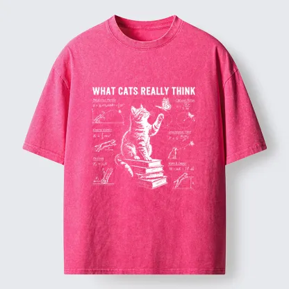 Tokyo-Tiger True Thoughts Of A Cat While Chasing Butterfly Washed T-Shirt
