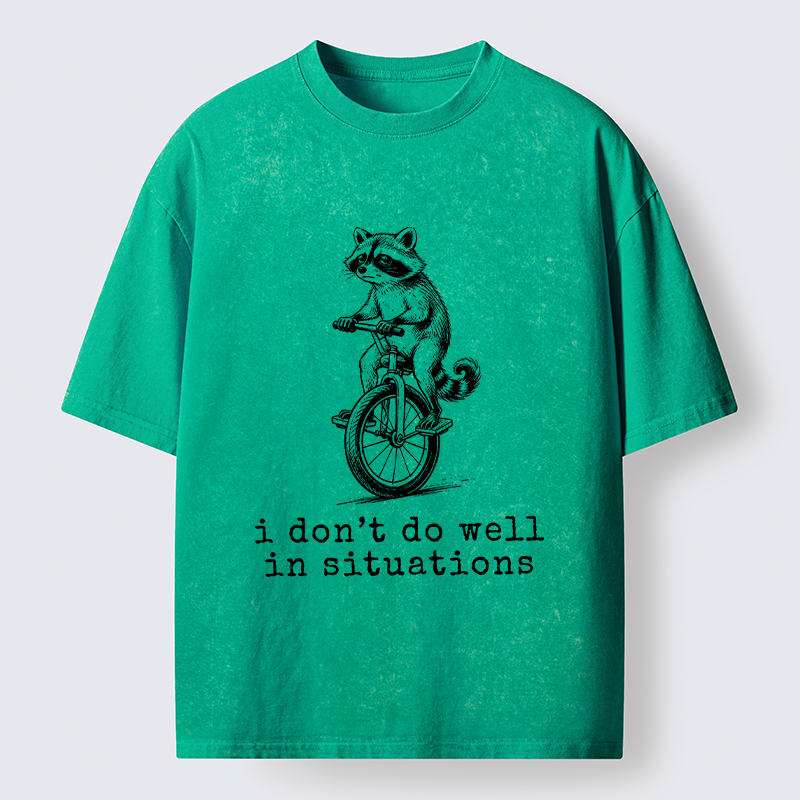 Tokyo-Tiger Raccoon Unicycle Meme Washed T-Shirt