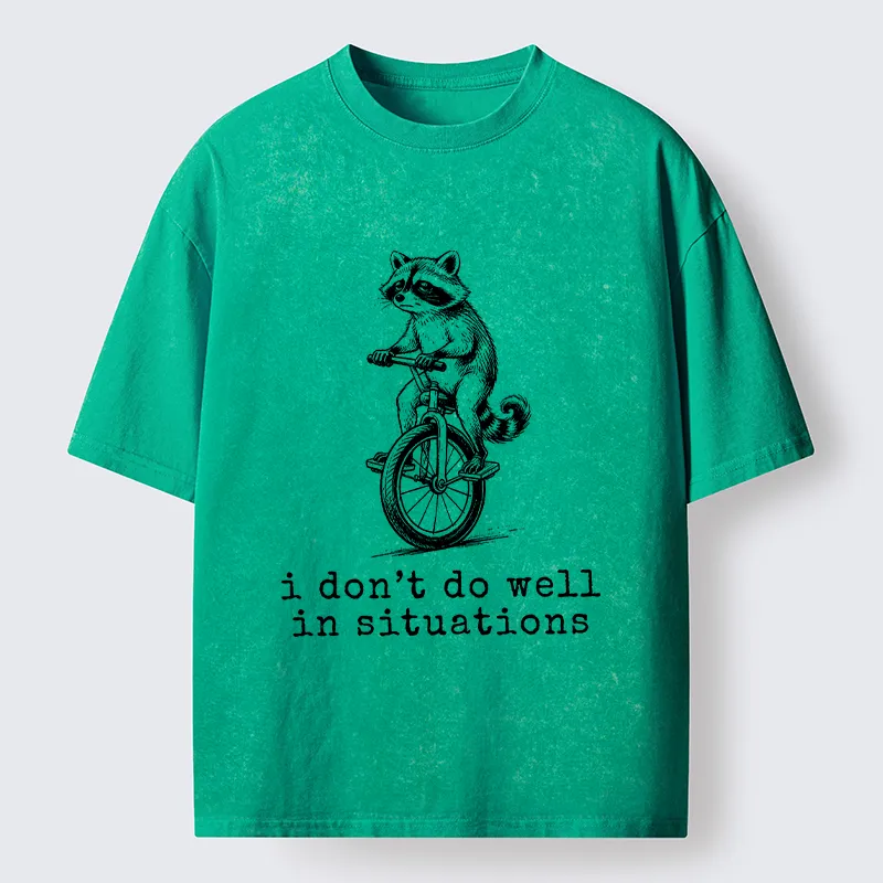 Tokyo-Tiger Raccoon Unicycle Meme Washed T-Shirt