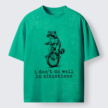 Tokyo-Tiger Raccoon Unicycle Meme Washed T-Shirt