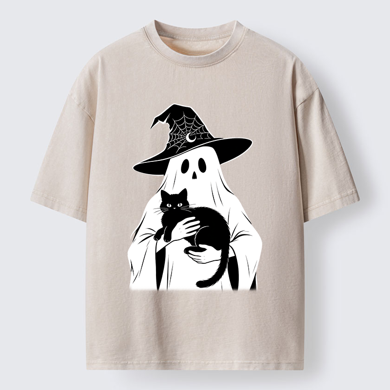 Tokyo-Tiger Ghost Cat Buddy Washed T-Shirt