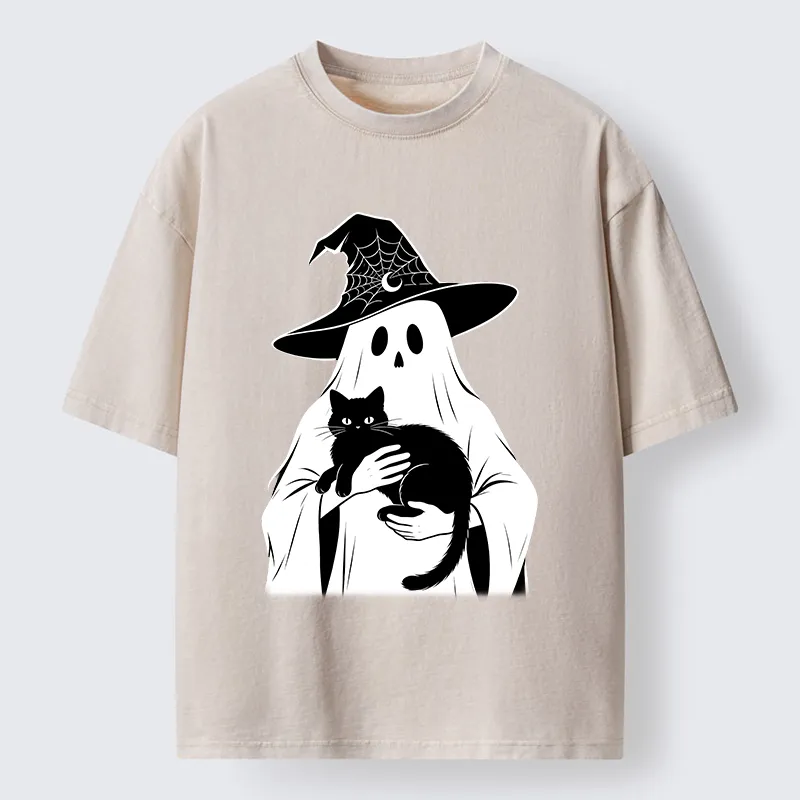 Tokyo-Tiger Ghost Cat Buddy Washed T-Shirt
