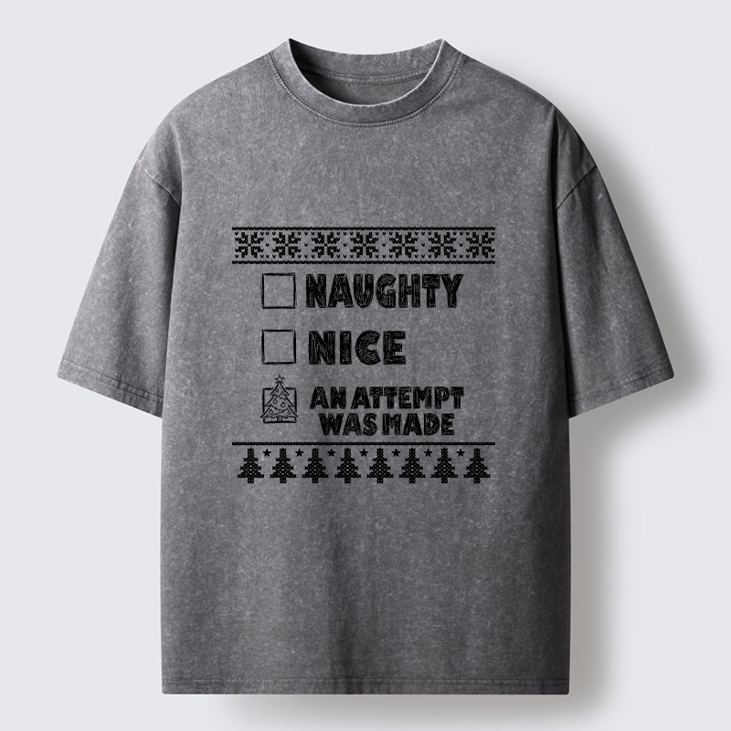 Tokyo-Tiger Santa Checklist Funny Meme Washed T-Shirt