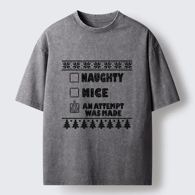 Tokyo-Tiger Santa Checklist Funny Meme Washed T-Shirt