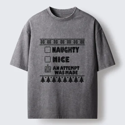 Tokyo-Tiger Santa Checklist Funny Meme Washed T-Shirt