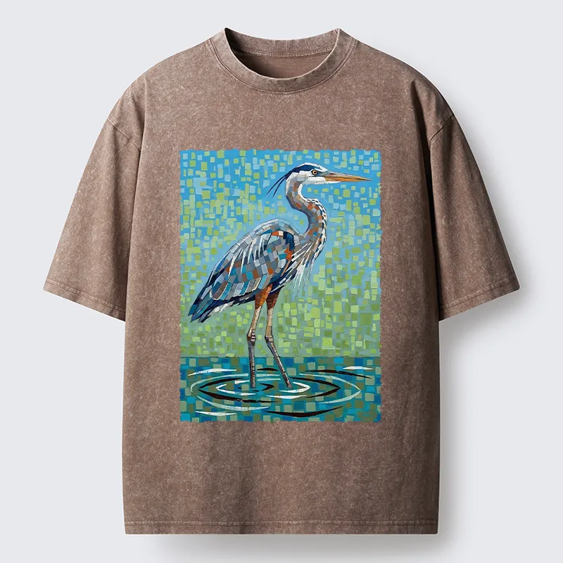 Tokyo-Tiger Color Block Heron Washed T-Shirt