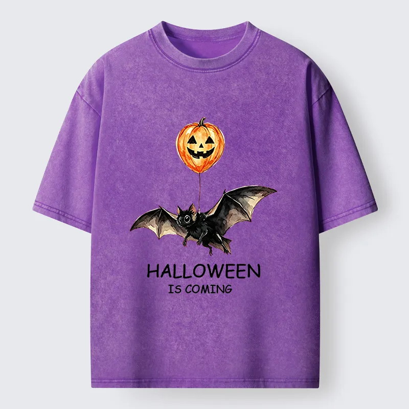 Tokyo‑Tiger Pumpkin Balloon Bat Meme Washed T‑Shirt