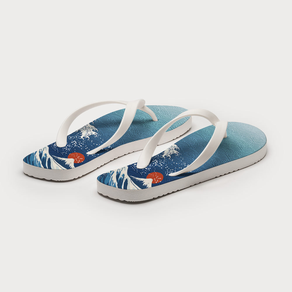 Tokyo-Tiger The Great Wave Off Fuji Flip Flops