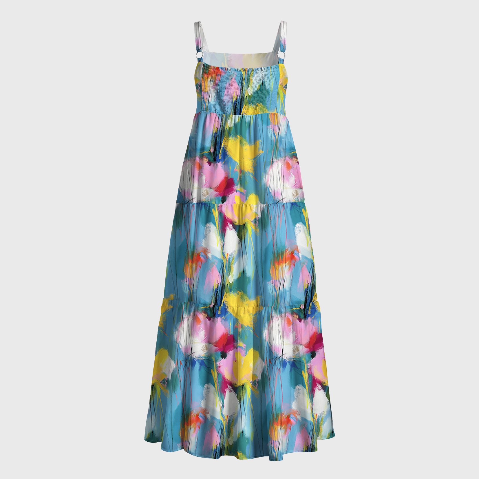 Tokyo-Tiger Summer Splash Abstract Paint Maxi Dress