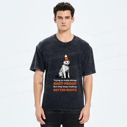 Tokyo-Tiger Stupid Cat Washed T-Shirt