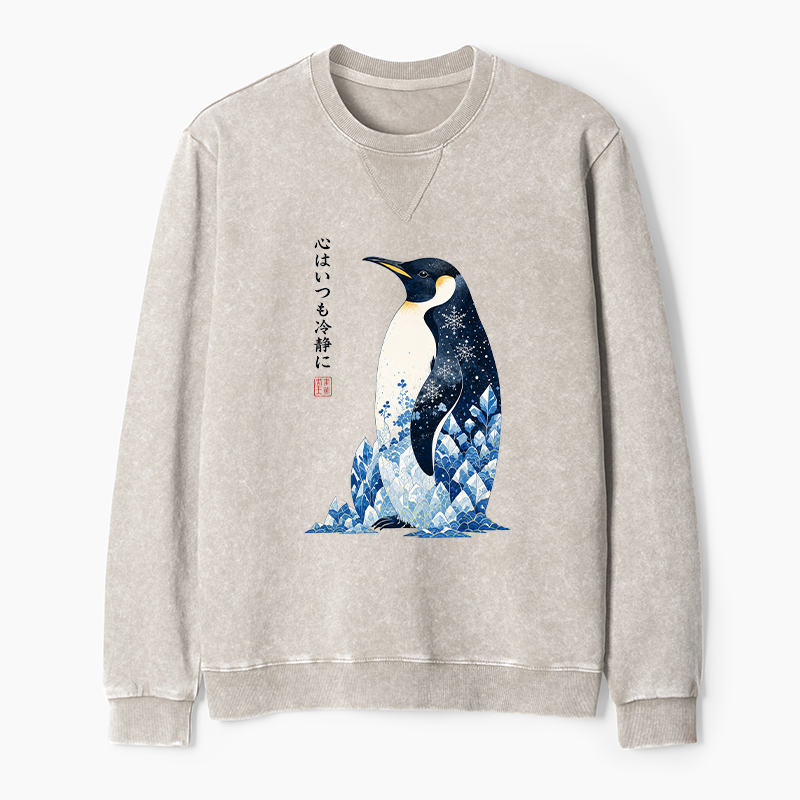 Tokyo-Tiger Keep Calm Penguin Washed Terry Sweatshirt