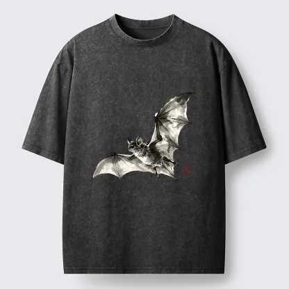Tokyo‑Tiger Ink Style Bat Washed T‑Shirt