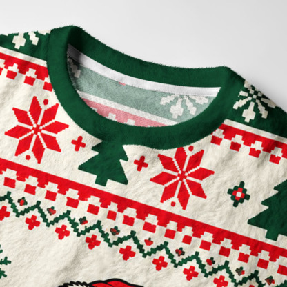 Tokyo-Tiger Funny Messed Up Skeleton Fuzzy Christmas Ugly Sweatshirt