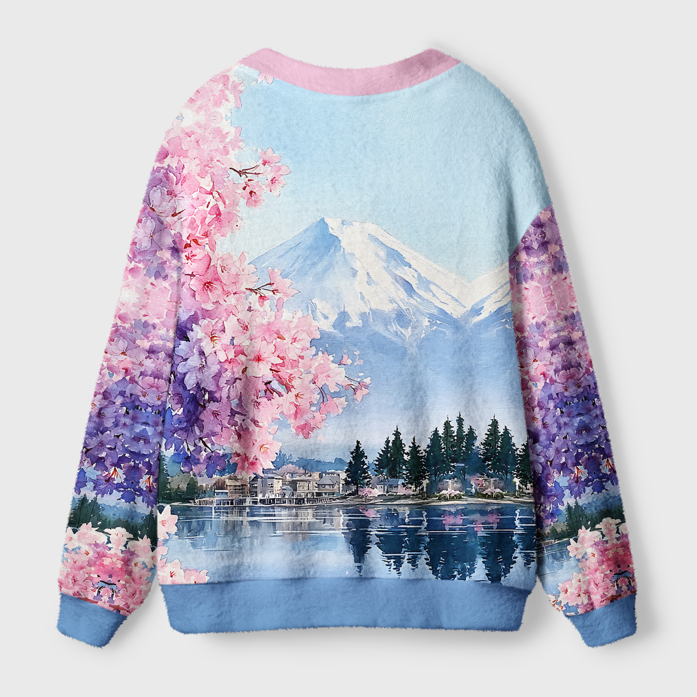 Tokyo-Tiger Japan’s Mount Fuji And Cherry Blossoms Ugly Cardigan Sweater