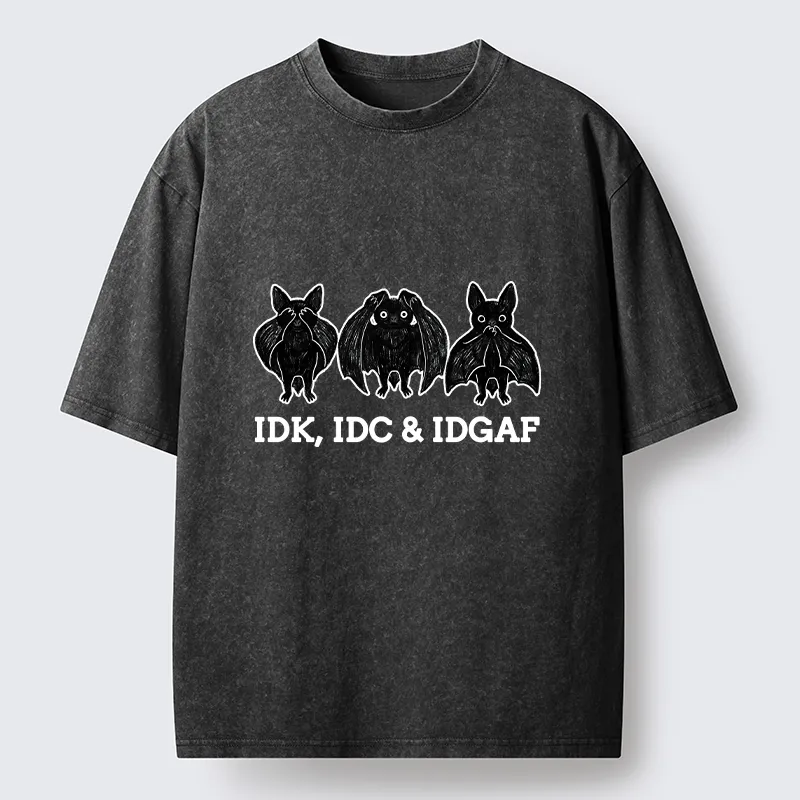 Tokyo-Tiger Three Wise Bats Funny Meme Washed T-Shirt