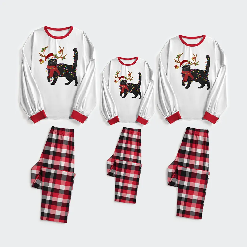 Tokyo-Tiger Christmas Black Cat Family Pajama Sets