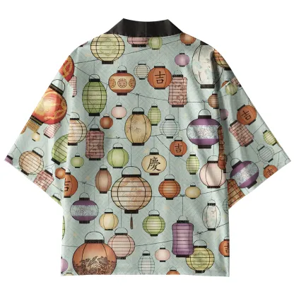 Tokyo-Tiger Starlit Lanterns Japanese Kimono Cardigan