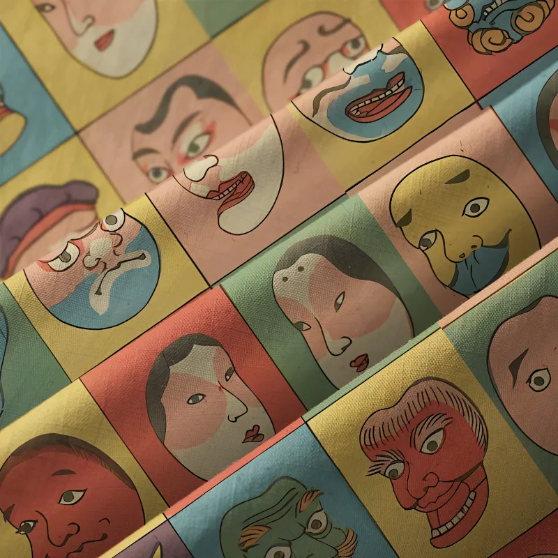 Tokyo-Tiger Vintage Japanese Masks Collection Aloha Hawaiian Shirt