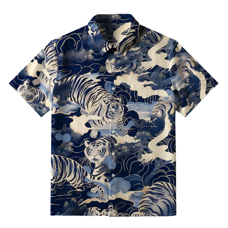 Tokyo-Tiger Tiger In The Waves Button-up Shirt