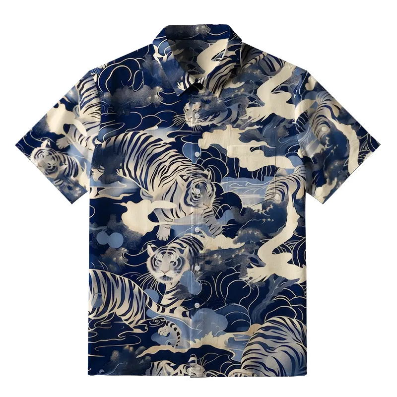 Tokyo-Tiger Tiger In The Waves Button-up Shirt