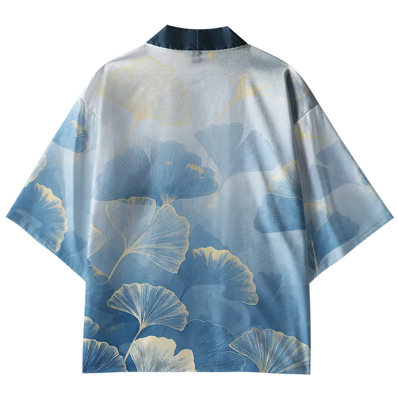 Tokyo-Tiger Falling Ginkgo Leaves Kimono Cardigan
