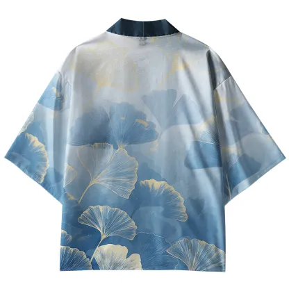 Tokyo-Tiger Falling Ginkgo Leaves Kimono Cardigan