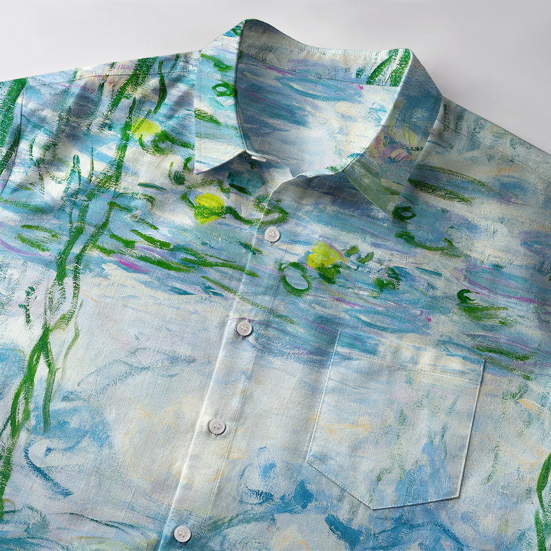 Tokyo-Tiger Black Cat In The Lotus Pond Button-up Shirt