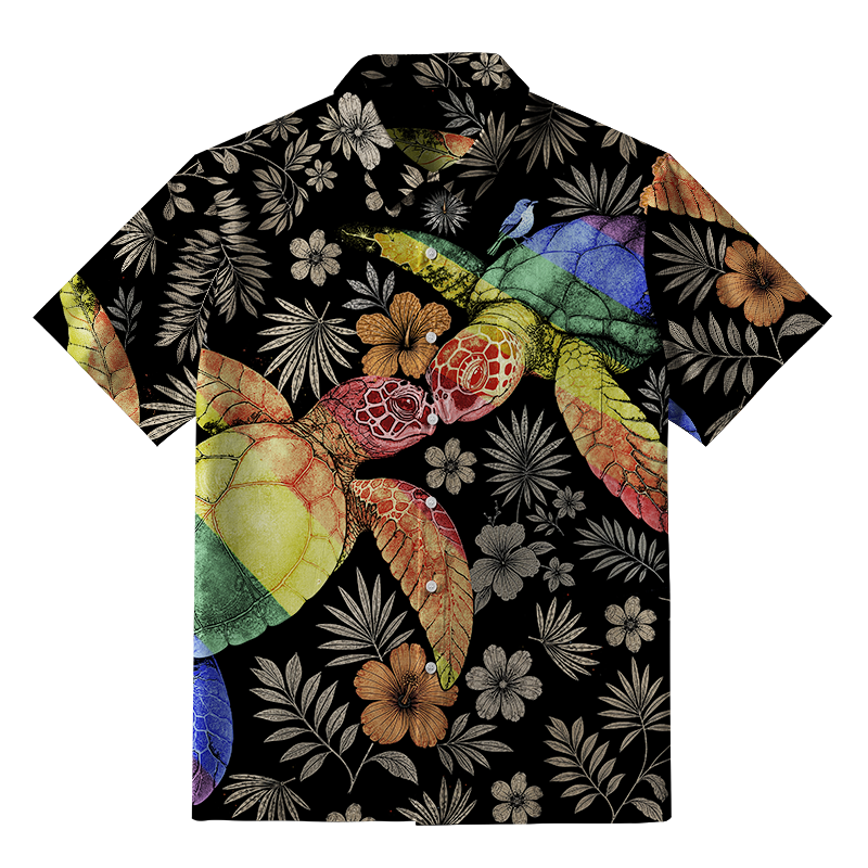 Tokyo-Tiger Slow Proud Floral Turtle Couple Button-up Shirt